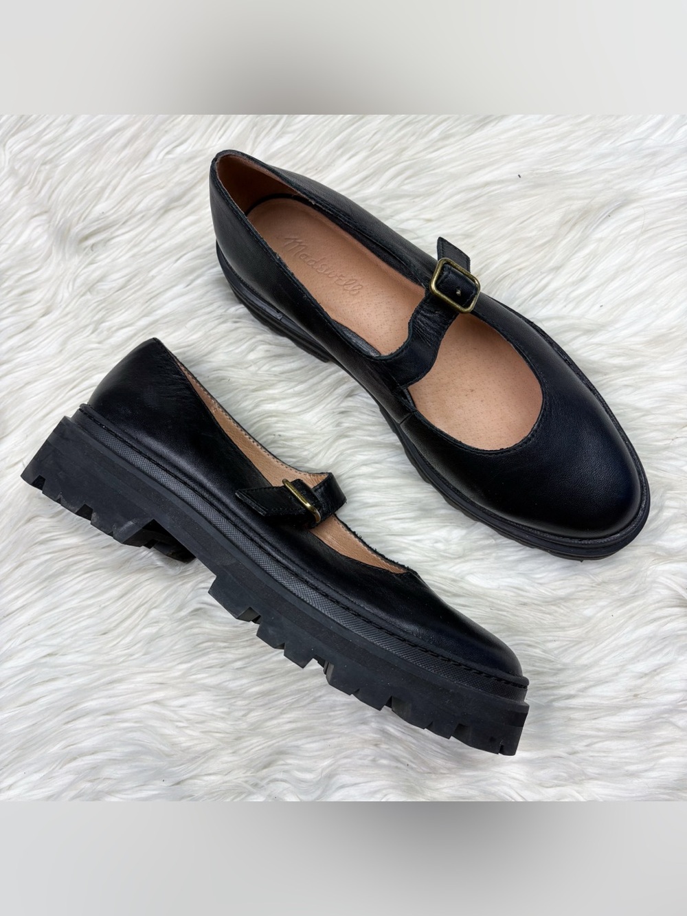 Madewell The Freya Platform Lugsole Mary Jane True Black Leather Size 8.5 - Picture 4 of 12